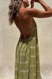 Priyavil Halter V Neck Backless Tie Dye Maxi Holiday Dress