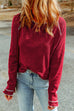 Priyavil Long Sleeves Splice Waffle Knit Pullovers