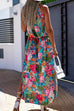 Priyavil Halter Sleeveless Waisted Slit Printed Holiday Dress