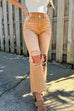 Priyavil Ripped Cut Out Raw Hem Straight Leg Jeans