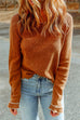 Priyavil Long Sleeves Splice Waffle Knit Pullovers