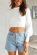 Priyavil Crewneck Ribbed Knit Slim Fit Crop Sweater