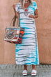 Priyavil V Neck Short Sleeves Printed Casual A-line Maxi Dress