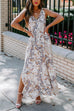 Priyavil V Neck Tie Shoulder Side Split Printed Maxi A-line Dress