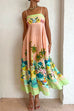 Priyavil High Waist Tropic Printed Swing Cami Holiday Dress