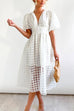 Priyavil V Neck Lantern Sleeve Waisted A-line Dress