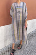 Priyavil V Neck Batwing Sleeve Striped Kaftan Dress