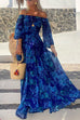 Priyavil Off Shoulder Waisted Floral Maxi Swing Dress
