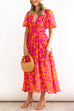 Priyavil V Neck Puff Sleeves High Waist Printed Flowy Dress