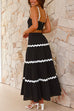 Priyavil Ric Rac Crop Cami Top and Tiered Maxi Swing Skirt Set