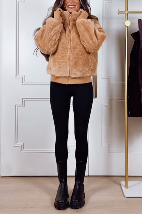 Priyavil Zip Up  Hoodied Fleece Sherpa Winter Coat