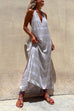 Priyavil Halter V Neck Backless Tie Dye Maxi Holiday Dress