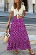 Priyavil High Waist Printed Maxi Ruffle Swing Skirt