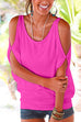 Priyavil Scoop Neck Cold Shoulder Batwing Sleeve Solid T-shirt