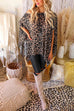 Priyavil Cold Shoulder Irregular Leopard Cloak Top