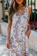 Priyavil V Neck Tie Shoulder Side Split Printed Maxi A-line Dress