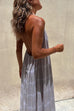 Priyavil Halter V Neck Backless Tie Dye Maxi Holiday Dress