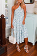Priyavil One Shoulder Sleeveless Tiered Printed Beach Dress