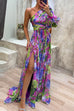 Priyavil One Shoulder High Slit Waisted Floral Maxi Party Dress
