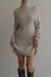 Priyavil Turtleneck Raglan Sleeves Ribbed Knit Mini Sweater Dress
