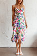 Priyavil Tie Shoulder High Waist Slit Cami Midi Floral Dress
