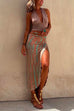 Priyavil Drawstring High Slit Tie Dye Maxi Skirt