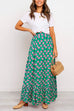 Priyavil High Waist Bohemia Printed Maxi Ruffle Beach Skirt