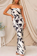 Priyavil Geometric Printed Tube Top Maxi Party Dress