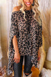 Priyavil Cold Shoulder Irregular Leopard Cloak Top
