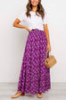 Priyavil High Waist Bohemia Printed Maxi Ruffle Beach Skirt