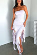 Priyavil Tube Top Strapless Ruffle Slit Irregular Rendezvous Dress