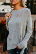 Priyavil Crewneck Side Split Ripped Comfy Sweater