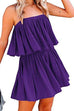 Priyavil Solid Waisted Ruffle Pleated Cami Shorts Romper
