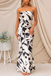 Priyavil Geometric Printed Tube Top Maxi Party Dress