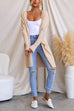 Priyavil Open Front Pockets Solid Knitting Midi Cardigan