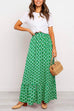Priyavil High Waist Bohemia Printed Maxi Ruffle Beach Skirt