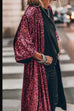 Priyavil 3/4 Sleeves Open Front Sequin Shinny Midi Cardigan