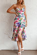 Priyavil Tie Shoulder High Waist Slit Cami Midi Floral Dress