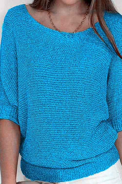 Priyavil Round Neck 3/4 Sleeves Basic Knitting Sweater