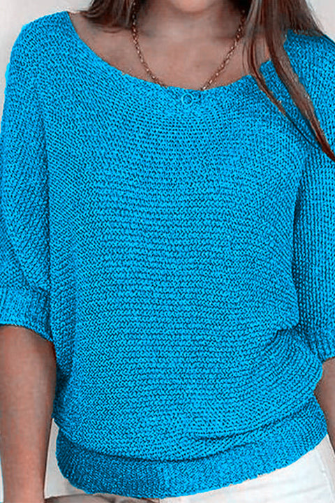 Priyavil Round Neck 3/4 Sleeves Basic Knitting Sweater