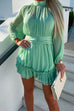 Priyavil Mockneck Long Sleeve Waisted Ruffle Chiffon Dress