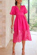 Priyavil V Neck Lantern Sleeve Waisted A-line Dress