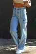 Priyavil Distressed Pockets Denim Cargo Pants