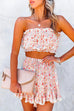 Priyavil Ruffle Tube Crop Top Elastic Waist Shorts Printed Set