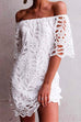 Priyavil Off Shoulder Hollow Out Lace Shift Dress