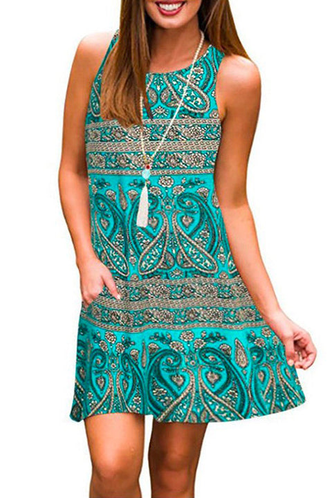 Priyavil Crewneck Printed A-line Tank Dress