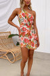 One Shoulder Wrapped Tie Waist Floral Printed Mini Dress