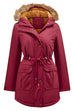 Priyavil Zip Up Drawstring Waist Fleece Lined Hoodied Parka Coat