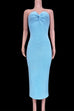 Priyavil Off Shoulder Twist Front Back Slit Knitting Maxi Dress