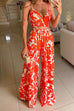 Priyavil V Neck Crop Cami Top Elastic Waist Wide Leg Pants Printed Set
